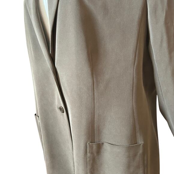 Jones New York 100% Silk Blazer Jacket Suit Brown Silky Satin Feel SZ 16 Lined - Picture 5 of 8